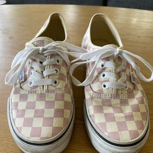 Vans pink and white checkered shoes